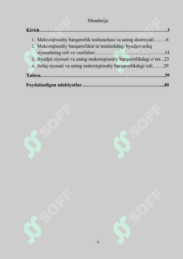 Makroiqtisodiy barqarorlikni taminlashda budjet soliq siyosatining òrni 2