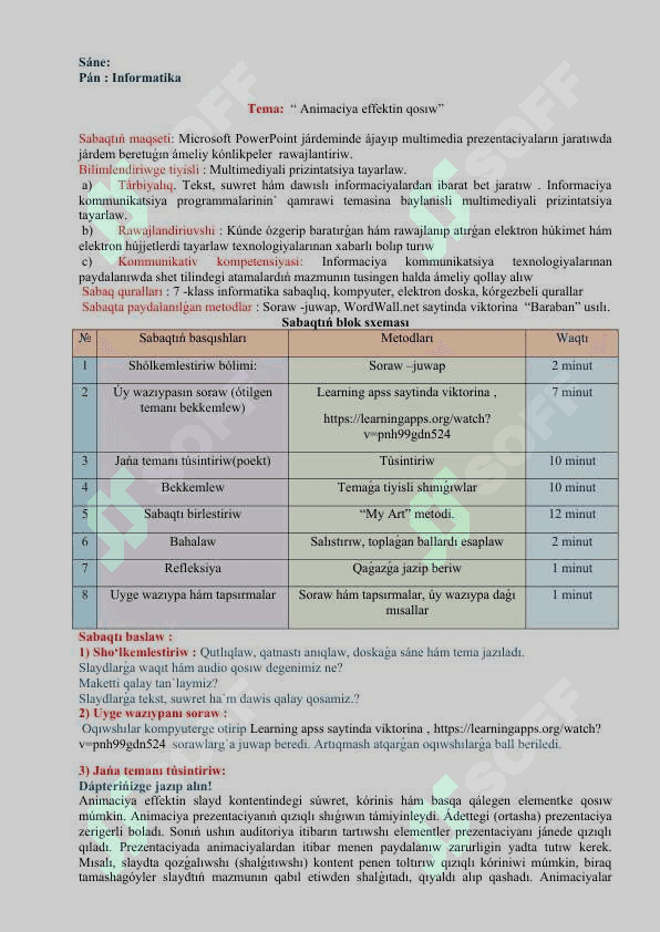 Animaciya effektin qosıw 2
