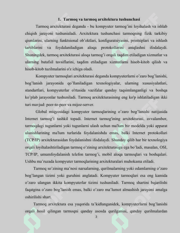 Tarmoq arxitekturalari 3