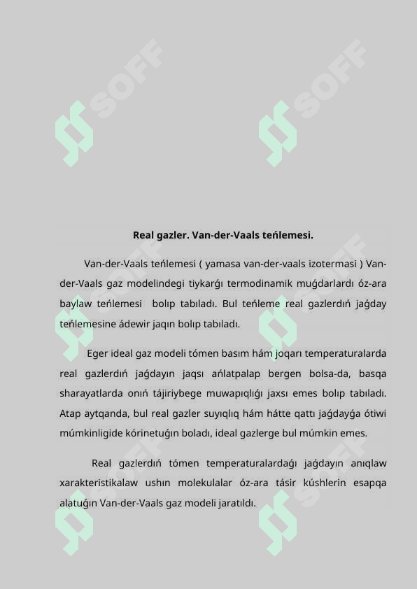 Van-der-Vaals teńlemesi, parametrler A hám B nı esaplaw 3