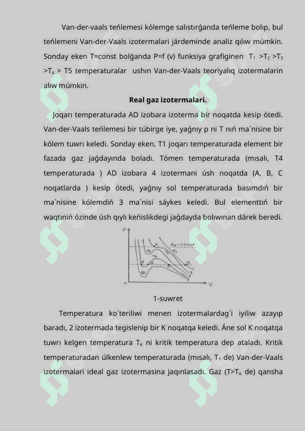 Van-der-Vaals teńlemesi, parametrler A hám B nı esaplaw 8