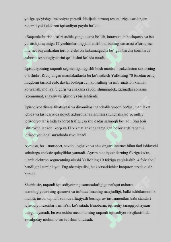 Raqamli iqtisodiyotda raqamli platformalarni o'rni va ahamiyati. Raqamli iqtisodiyotda kognitiv texnologiyalari 3