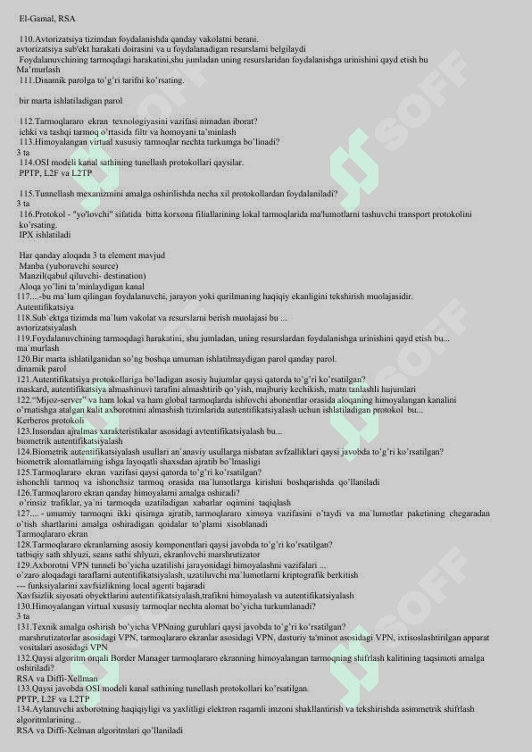 Astrum savol javob kalitlar bilan 6