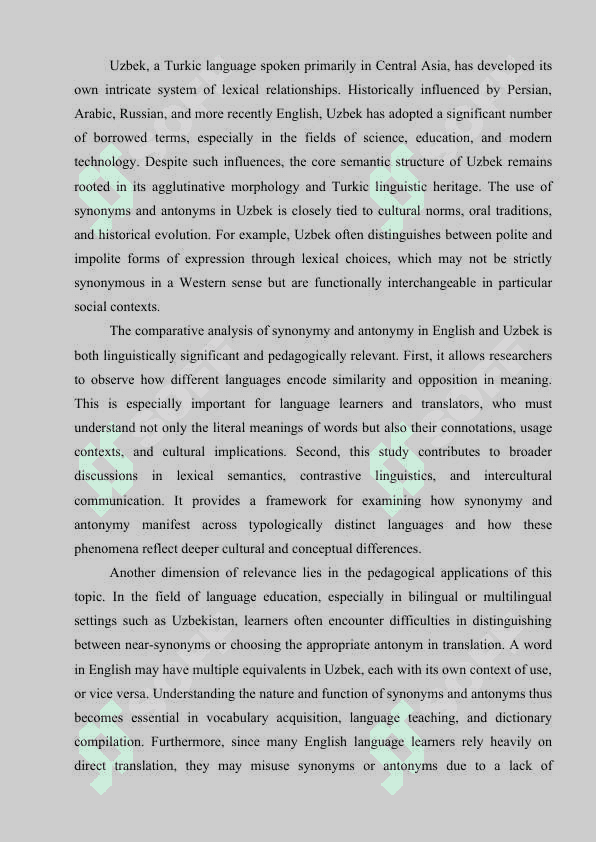 The Phenomena of Synonymy and Antonymy: A Comparative Analysis in English and Uzbek Languages 4