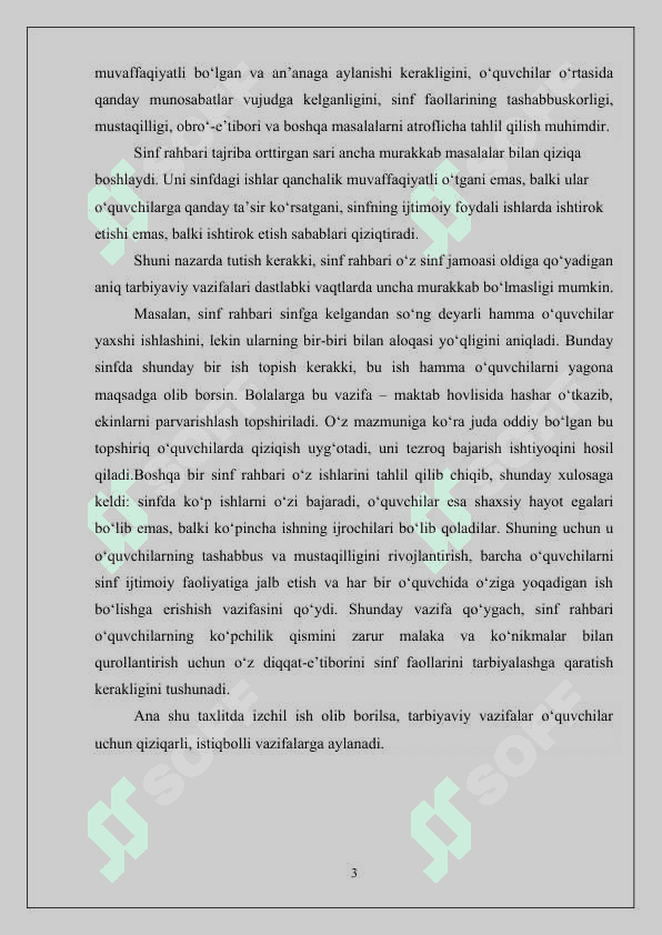 SINF RAHBARI ISHINI REJALASHTIRISH METODIKASI 3
