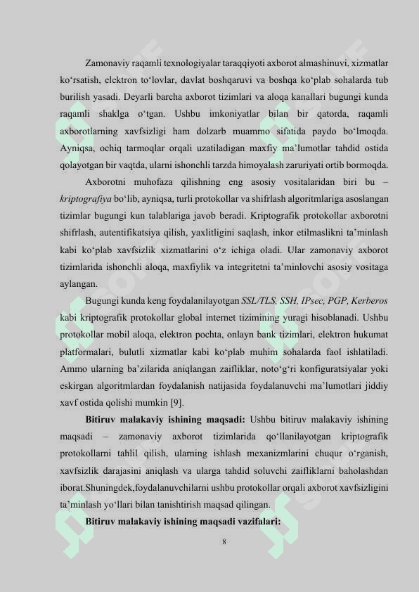 Zamonaviy Kriptografik protokollar tahlili 8