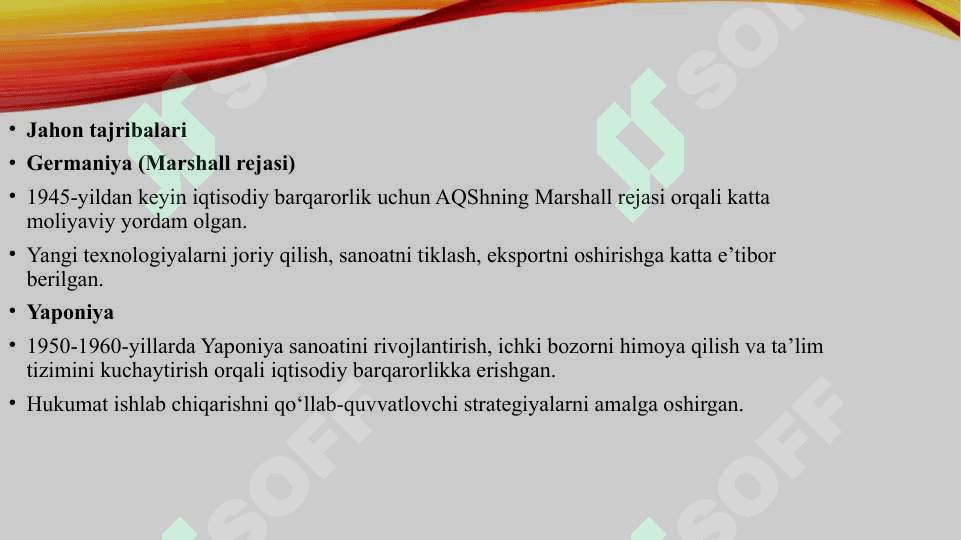 Iqtisodiy barqarorlikka erishishning jahon tajribalari 4