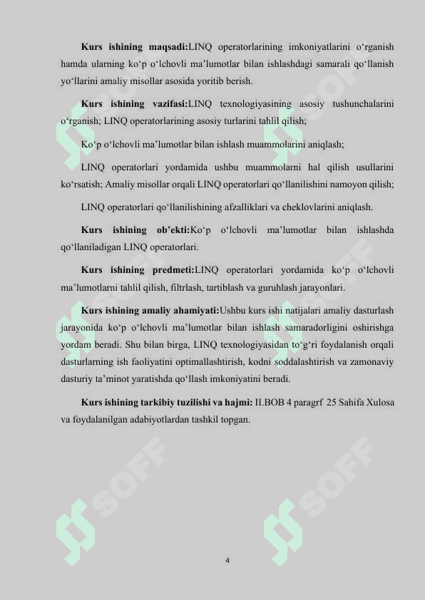 LINQ OPERATORLARI VA ULARNING KO'P O'LCHOVLI MA'LUMOTLAR BILAN ISHLASHDAGI ROLI 4