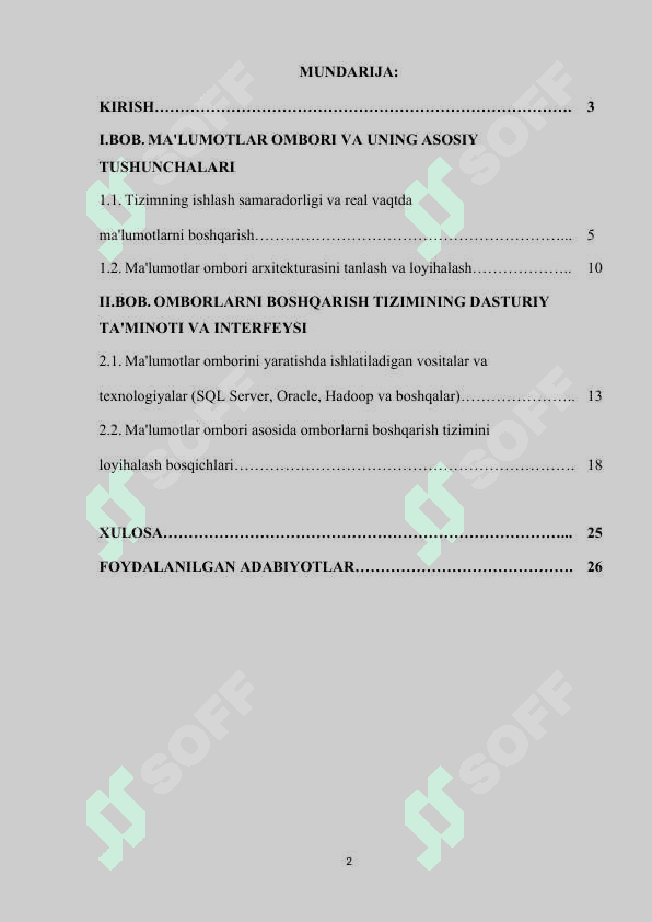 MA'LUMOTLAR OMBORI YORDAMIDA OMBORLARNI BOSHQARISH TIZIMINI LOYIHALASH 2