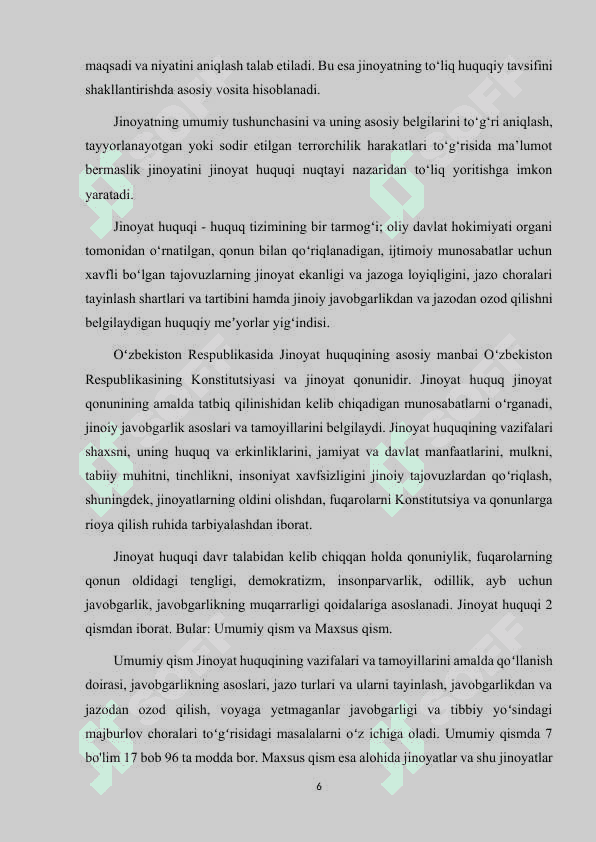 TAYYORLANAYOTGAN YOKI SODIR ETILGAN TERORCHILIK HARAKATLARI TOG'RISIDAGI MA'LUMOTLARNI VA FAKTLARNI XABAR QILMASLIK JINOYATNING JINOIY HUQUQIY TAVSIFI (NAZARIY VA AMALIYOT) 6