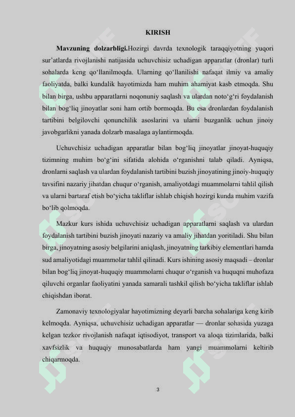 UCHUVCHISIZ UCHADIGAN APPARATLARNI SAQLASH VA ULARDAN FOYDALANISH TARTIBINI BUZISH JINOYATINING JINOIY-HUQUQIY TAVSIFI NAZARIYA VA AMALIYOT) 3