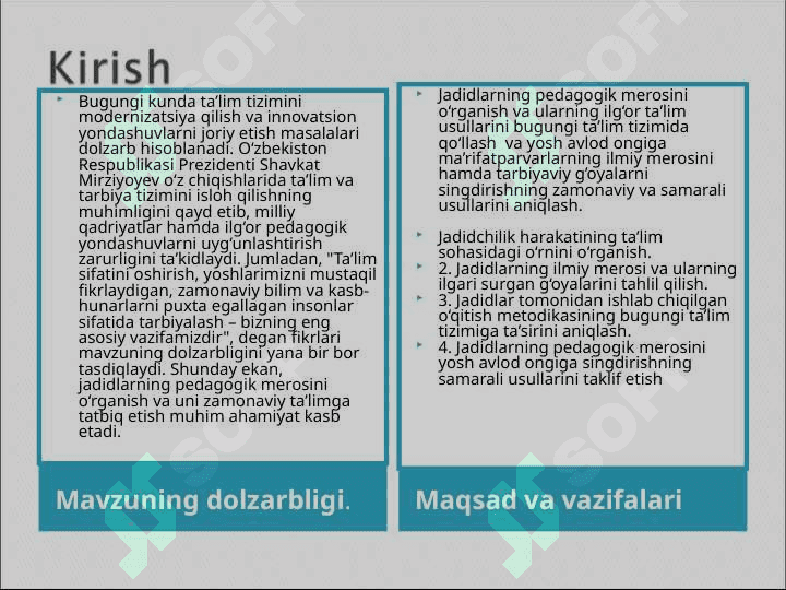 Pedagoglik faoliyatida jadid va  ma’rifatparvarlarning merosidan foydalanish taqdimot.pptslayd 3