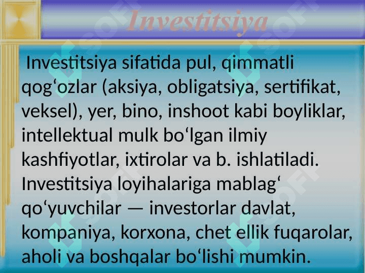 Investitsion qarorlar qabul qilish asoslari 8