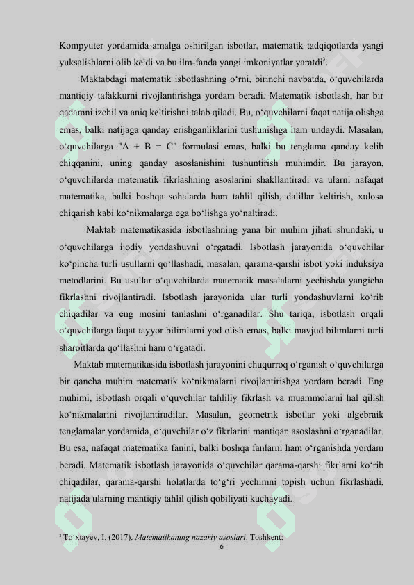 Isbotlashga oid masalalar bilan ishlash metodikasi 6
