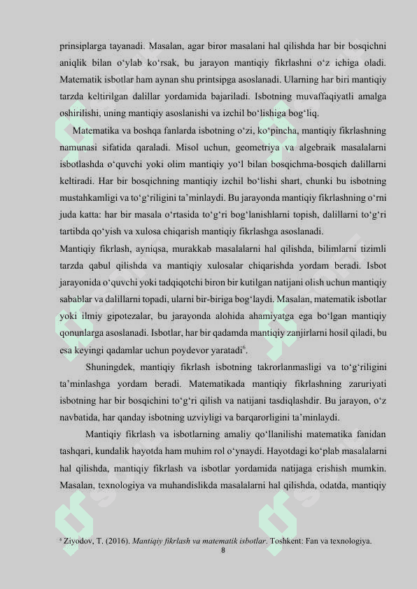 Isbotlashga oid masalalar bilan ishlash metodikasi 8