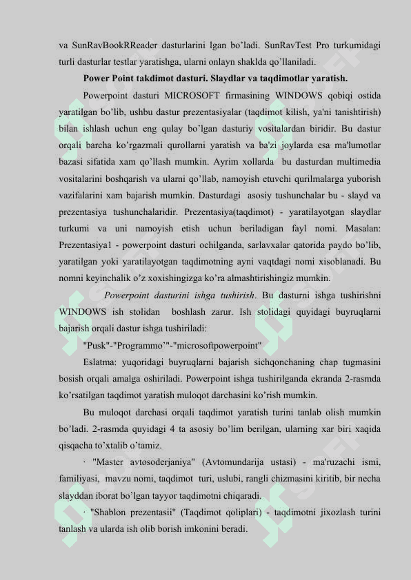 Taqdimotlar muharrirlarida tayyorlangan taqdimotlarni tahrirlash va formatlash 6