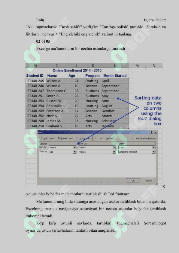 Microsoft excel 365 da malumotlarni saralash va filtrlash 5
