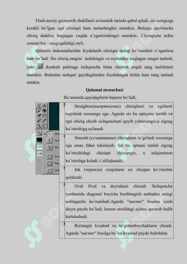 Adobe Flash dasturi interfeysi elementlari. Instrumentlar paneli. Qatlamlar, Kadr turlari 4