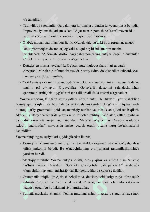 Ona tili darslarida og’zaki va yozma nutqni o’stirish usullari 6