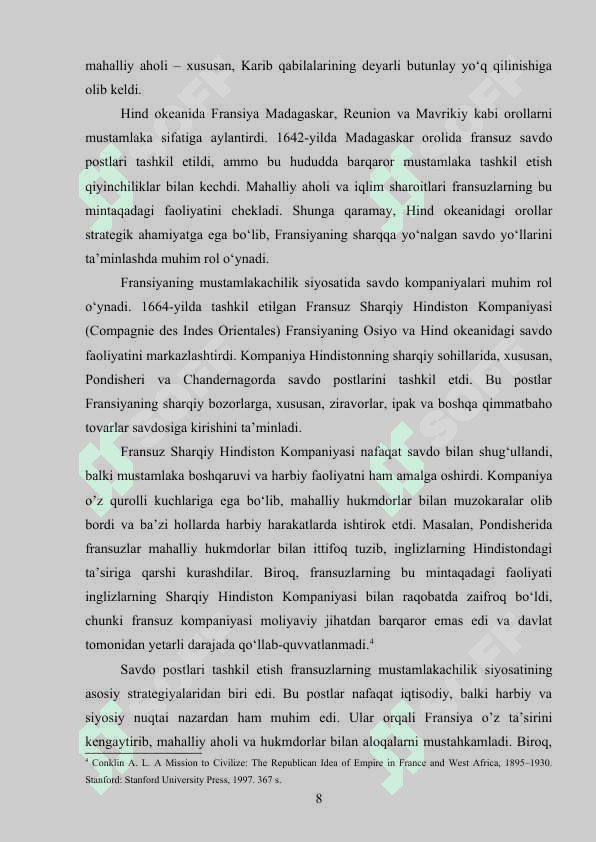 FRANSIYANING MUSTAMLAKACHILIK SIYOSATI kurs ishi 8