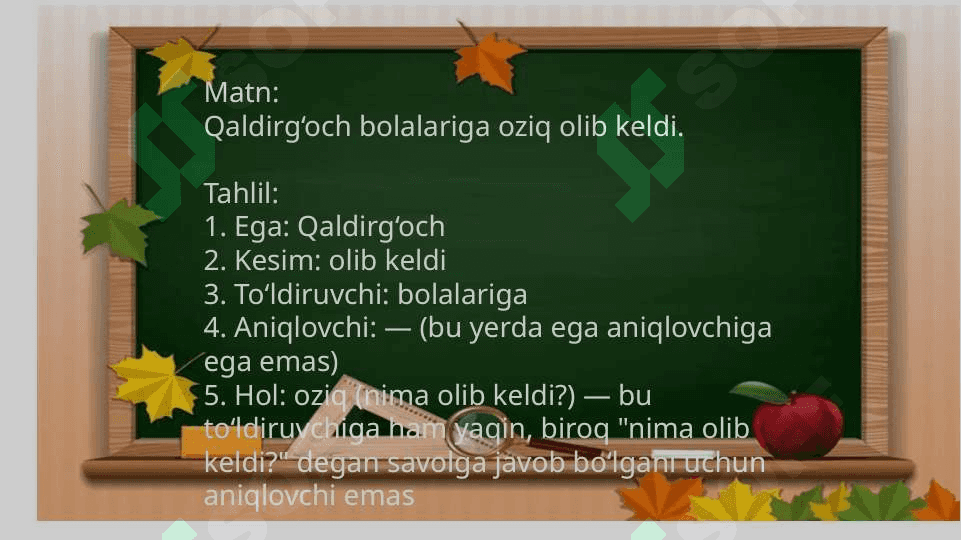 Maktab darsligidan muayyan matnni gap bo'laklari bo'yicha tahlil qilish 2