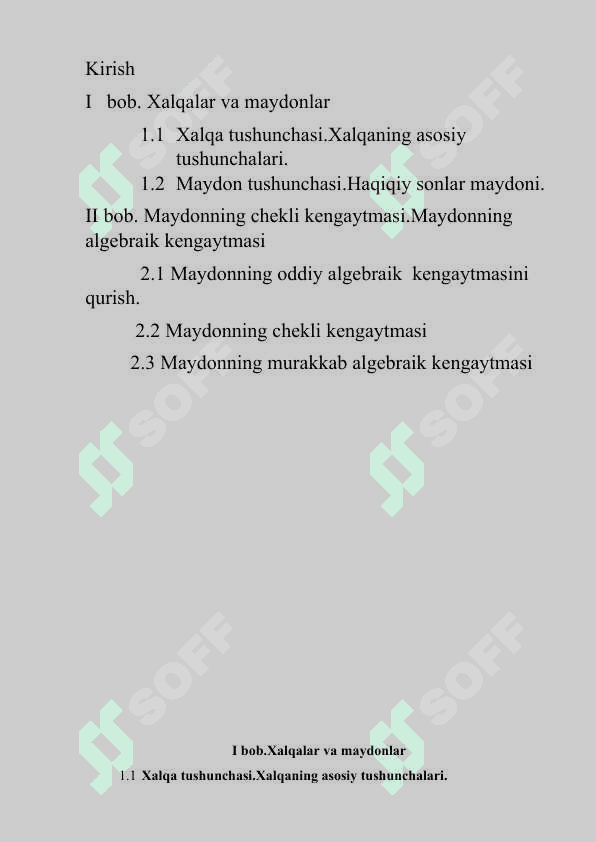 Maydonning chekli kengaytmasi, maydonning algebraik kengaytmasi 2