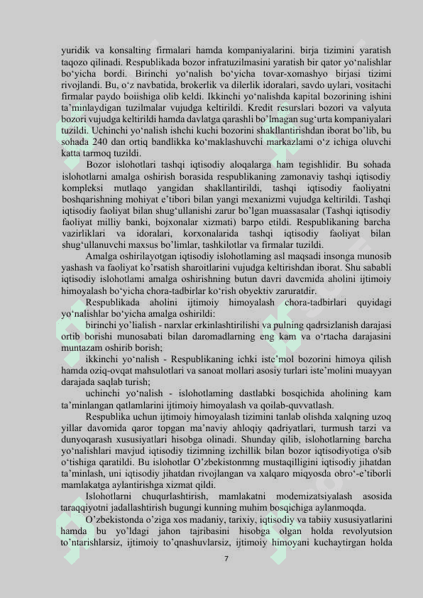 Bozor islohotlari mohiyati va o'tish davrdagi o'ziga xos xususiyatlari 7