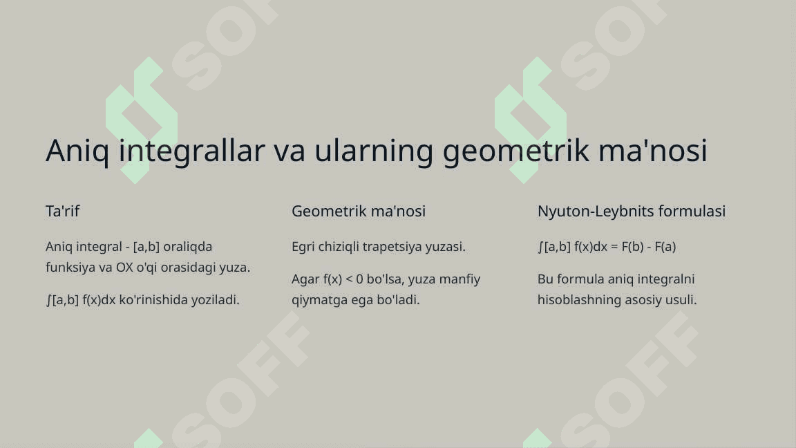 Integrallar jadvali va integrallashning eng sodda qoidalari 4