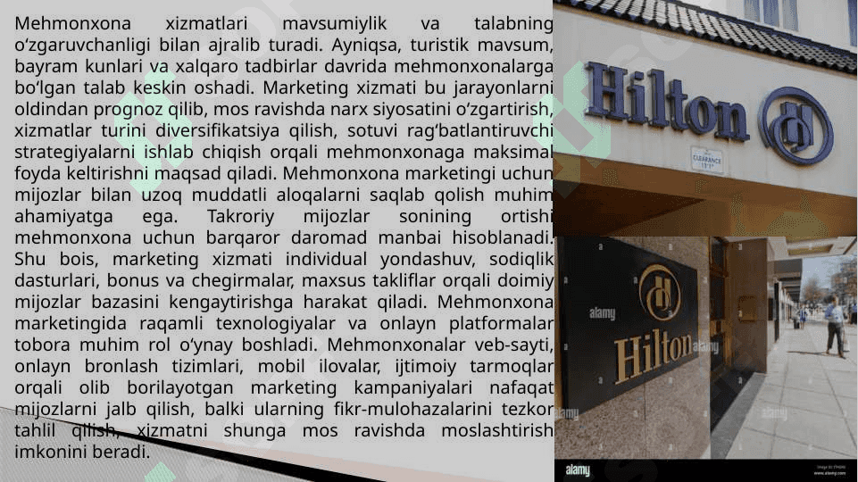 Marketing xizmati va uni rivojlantirish  (“Hilton”mehmonxonasi misolida) 8