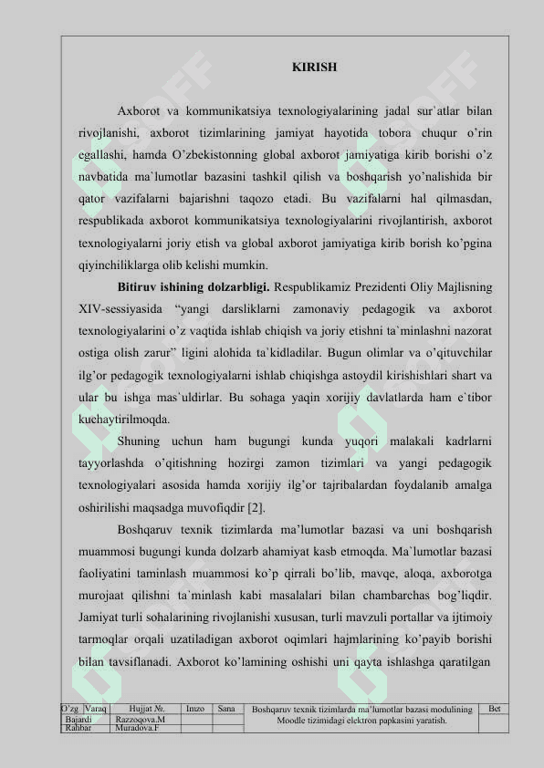 Boshqaruv texnik tizimlarda ma’lumotlar bazasi modulining Moodle tizimidagi elektron papkasini yaratish 3