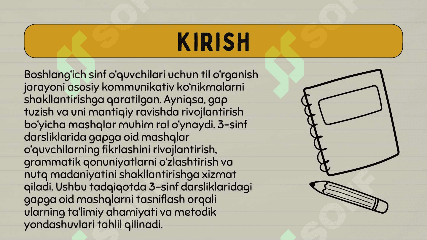 3-sinf darsliklarida gapga oid mashqlarni tasnif qilish. 3