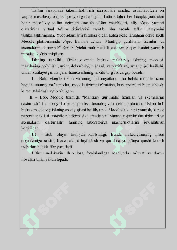 Mantiqiy qurilmalar tizimlari va sxemalarini dasturlash fanining elektron MOODLE papkasini yaratish 5