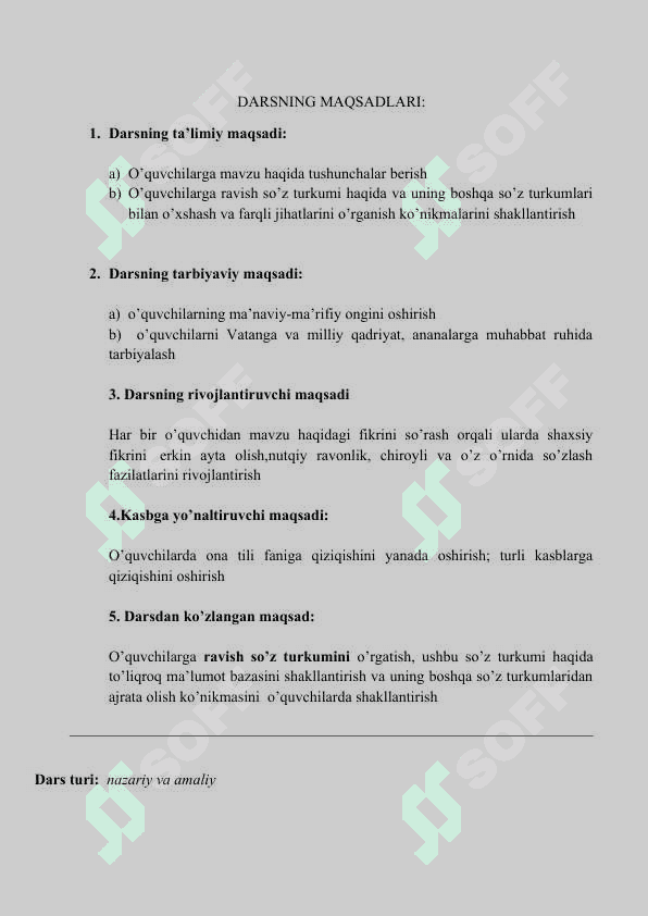 Ona tili. Ravishning ma`no turlari 2
