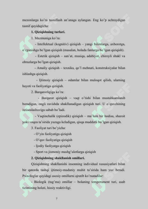 BOLADA QIZIQISH VA QIZIQUVCHANLIK SHAKLLANISHI 7