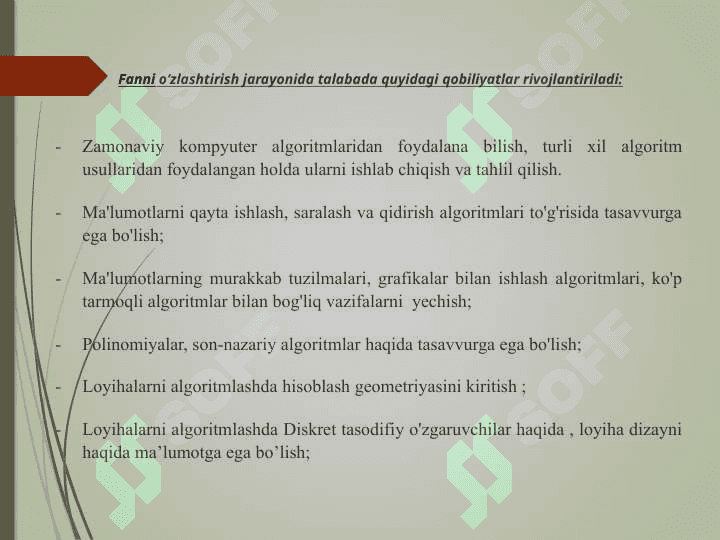 Algoritmlarni  loyihalashga kirish. Algoritmlarni vaqt va hajm bo‘yicha baholash. Ko‘phadlar qiymatlarini hisoblashda Gorner sxemasi 5
