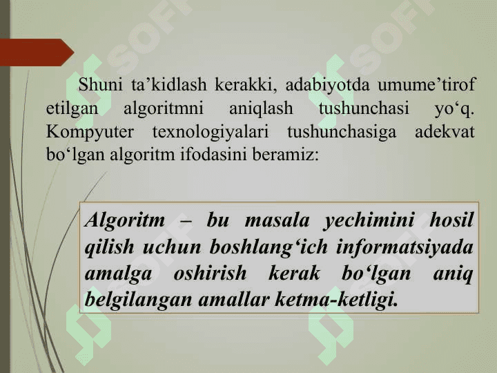 Algoritmlarni  loyihalashga kirish. Algoritmlarni vaqt va hajm bo‘yicha baholash. Ko‘phadlar qiymatlarini hisoblashda Gorner sxemasi 8