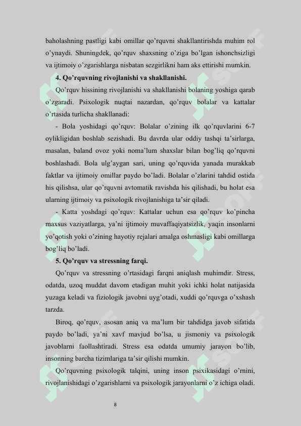 YOSH BOLALARDA QO’RQUV VA UNING PSIXOLOGIK SABABLARI 8