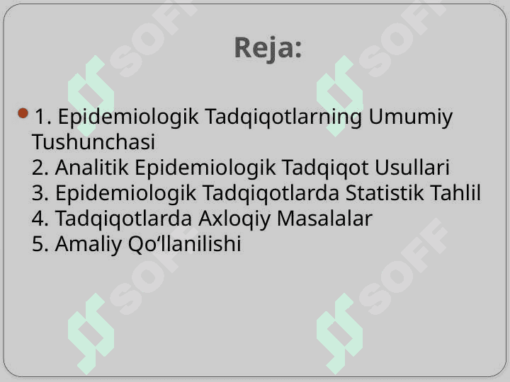Analitik va epidimologik tajriba usulari 2