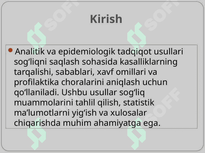 Analitik va epidimologik tajriba usulari 3