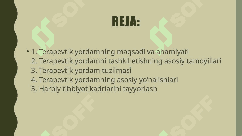 Armiyada terapevtik yordamni tashkil etish asoslari 2