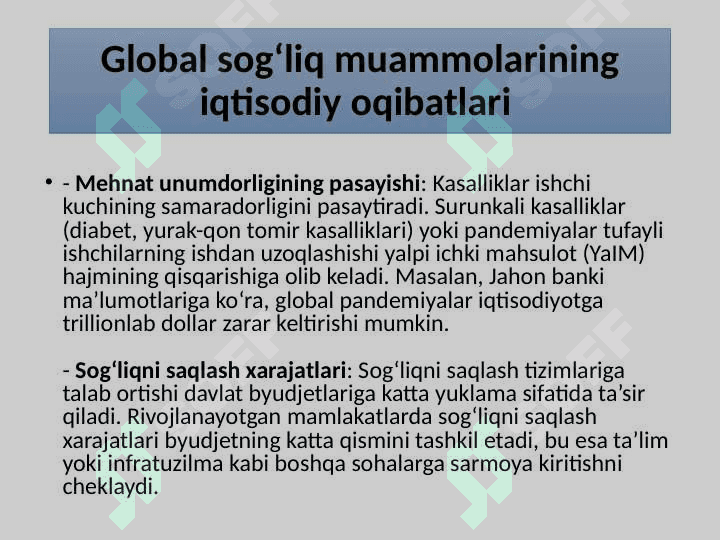 Global sog’liq muammolari 7