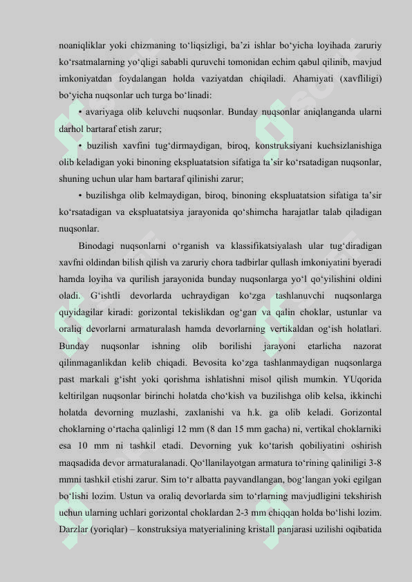 BINO VA INSHOOTLARNI AVARIYA HOLATIGA OLIB KELUVCHI SABABLARNI O'RGANISH 4