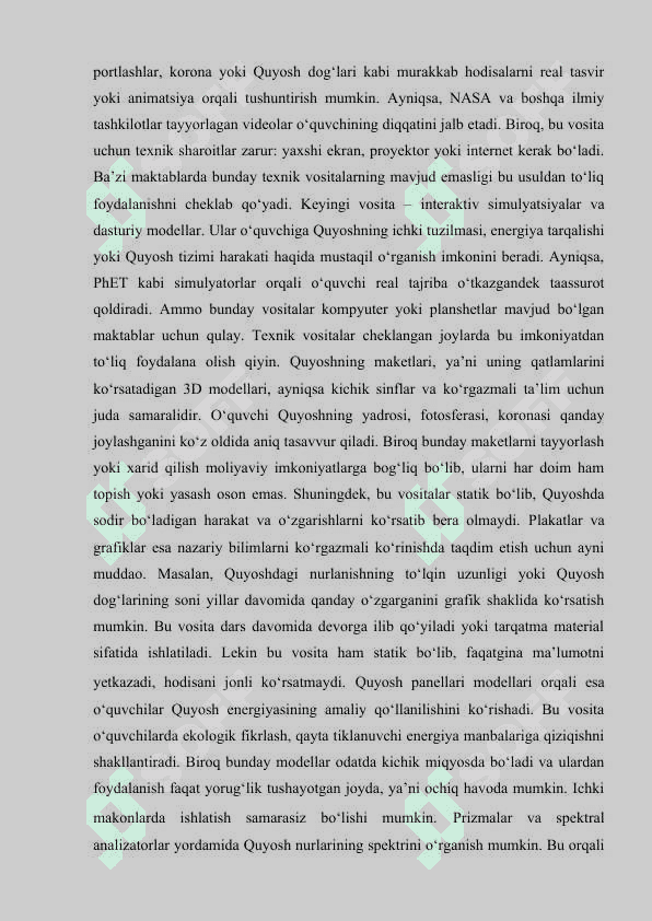 Astronomiyadan “Quyosh va uning fizik tabiati” mavzusuni o‘qitishda ilmiy dunyoqarashni oshirish.Kurs ishi 7