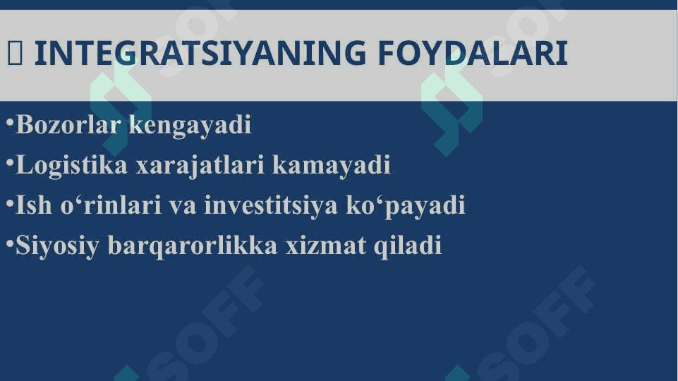 Markaziy Osiyoda iqtisodiy integratsiyani rivojlantirish borasida dastlabki harakatlar 5