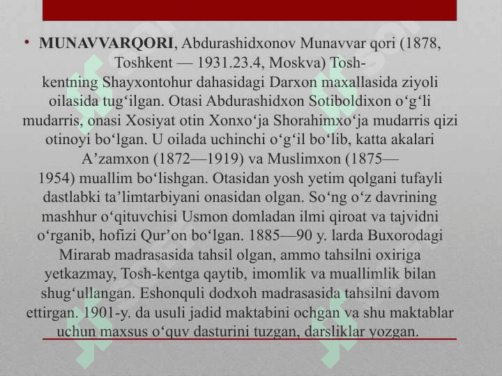 Munavvar Qorining maorif tizimidagi faoliyati 2