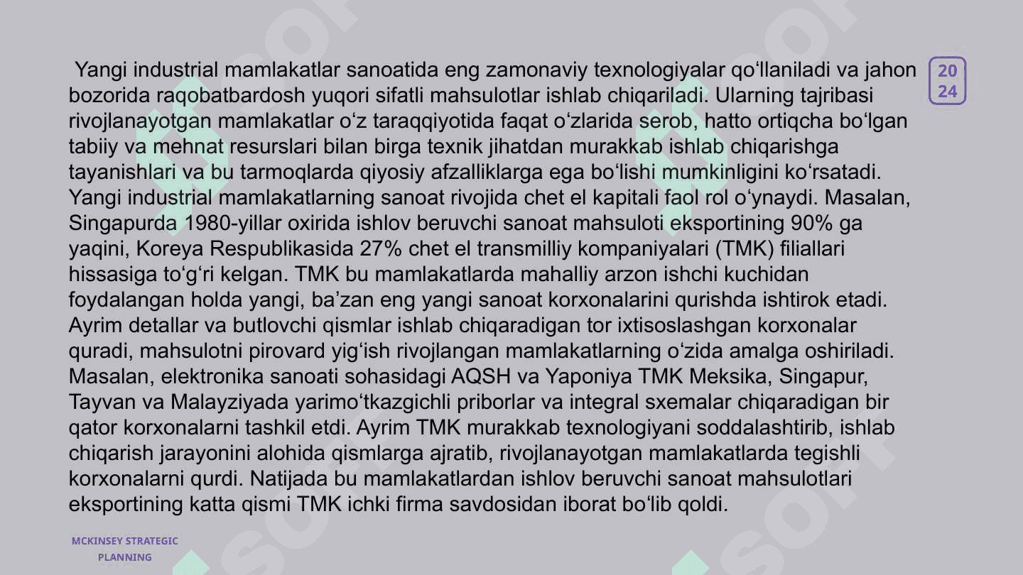 Yangi industrial mamlakatlar xalqaro iqtisodiy munosabatlar 2
