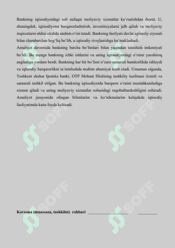 Ipoteka bank amaliyot hisoboti                          Ipoteka bank  MALAKAVIY AMALIYOT (BITIRUV OLDI)       Ipoteka bank  KUNDALIK HISOBOT 7