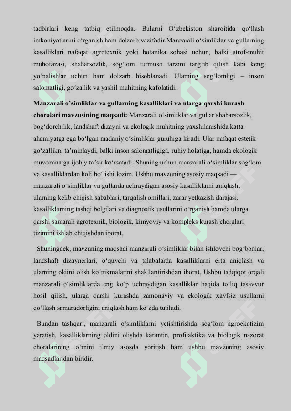 O’simliklar va gullarning kasalliklari va ularga qarshi kurash choralari. 5