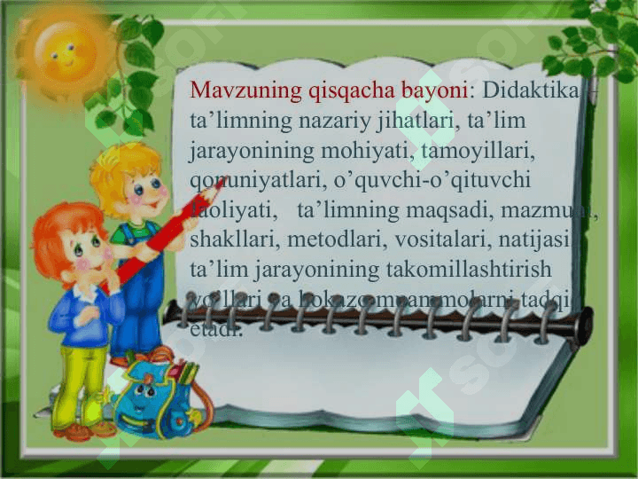 DIDAKTIKA -  TA’LIM NAZARIYASI SIFATIDA 2