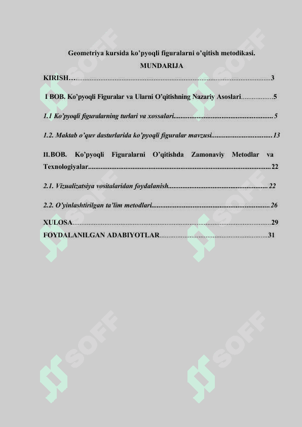 Geometriya kursida ko’pyoqli figuralarni o’qitish metodikasi 2
